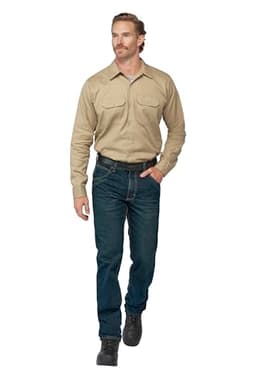 Bulwark Flame Resistant 7 oz Cotton Work Shirt, Khaki