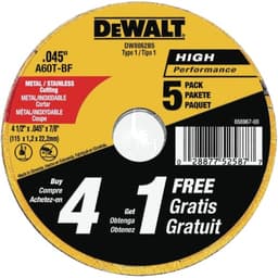 DEWALT 4-1/2" Cut-Off Wheels, 5-Pack (DW8062B5)